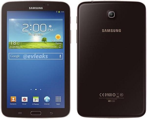 Планшет  7" Samsung Galaxy Tab 3 (SM-T2100GNASER), 1024*600, Samsung 1.2ГГц, 8GB, GPS, BT, WiFi, SD-micro, 2 камеры 3/1.3Мпикс, Android 4.1, 111*188*10мм 300г, 8ч, коричневый