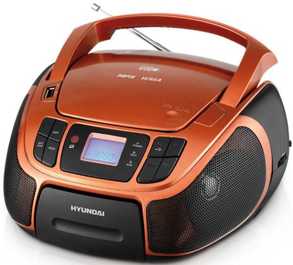 Магнитола Hyundai H-1444, CD, MP3/WMA, AM/FM, чтение/зарядка iPod/iPhone, 2*1Вт, ЖКД, ПДУ, USB, AUX/MiniJack, бронза