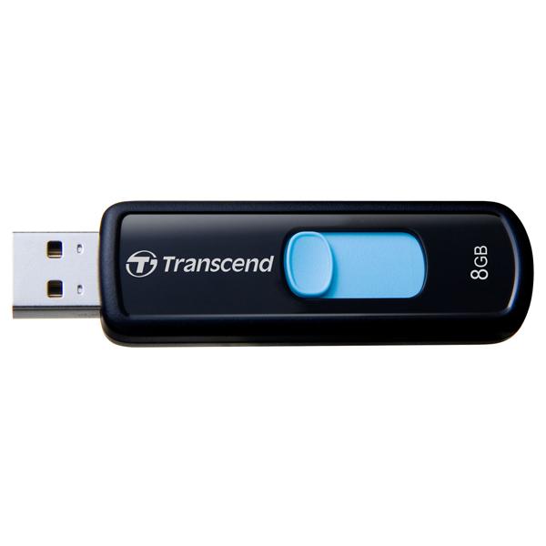 Флэш-накопитель USB2.0   8GB Transcend JetFlash 500 TS8GJF500, 14/5МБ/сек, черный-голубой