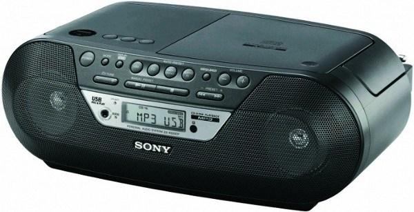 Магнитола Sony ZS-RS09, CD, Mp3/WMA, AM/FM, 2*1.7Вт, ЖКД, ПДУ, USB, AUX/MiniJack, черный