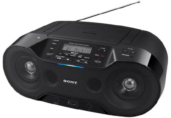 Магнитола Sony ZS-RS70BT, CD, MP3/WMA, AM/FM, 2*2.3Вт, ЖКД, BТ/USB2.0, AUX/MiniJack, черный