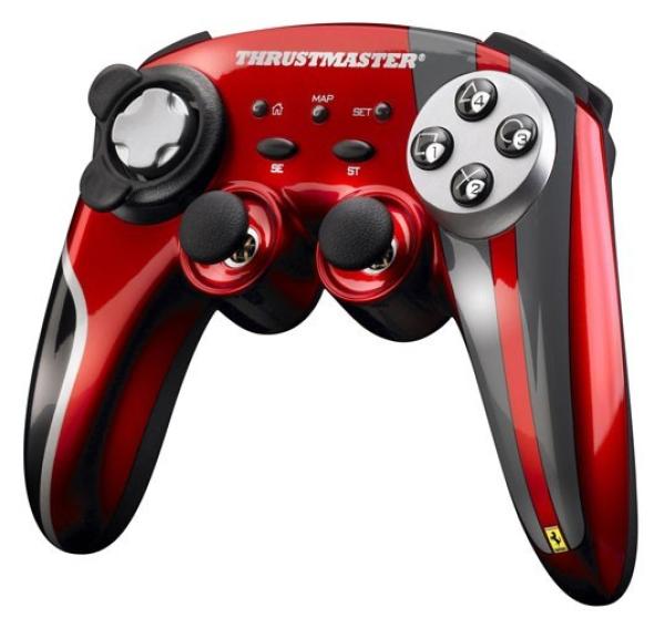 Игровой манипулятор GamePad беспроводной для PC/PS3 Thrustmaster Ferrari Wireless Gamepad 430 Scuderia LE, USB, 8 позиций, 8 кнопок, 2 аналоговых джойстика, 4 курка, FM, 2*AAA, черный-красный, 2960713