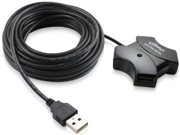 Разветвитель USB2.0  4*AF Greenconnect GC-U2EC10M4, активный, пластик, 10м, черный