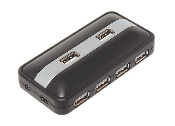 Разветвитель USB2.0  7*AF Konoos UK-13, пассивный, черный-серебристый