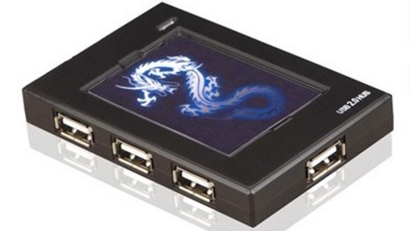 Разветвитель USB2.0  7*AF Orient KE-715, пассивный, черный с рисунком
