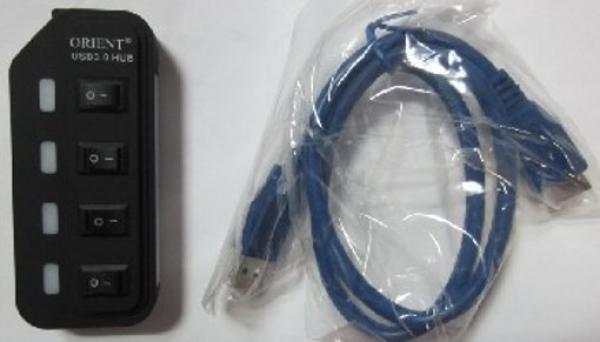 Разветвитель USB3.0 4*AF Orient BC-306, пассивный, пластик, черный
