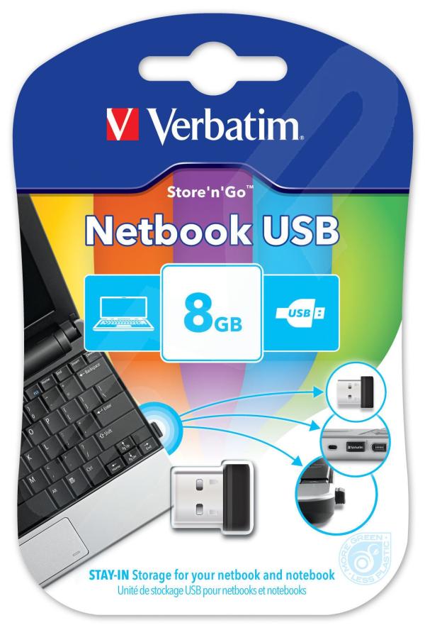 Флэш-накопитель USB2.0   8GB Verbatim Netbook 43940, 10/3MB/s, компактный, черный