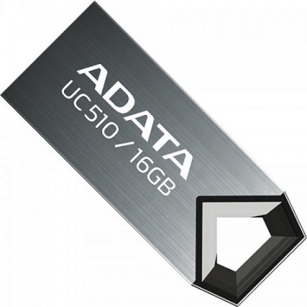 Флэш-накопитель USB2.0  16GB A-Data DashDrive Choice UC510 AUC510-16G-RTI, компактный, серый, стильный дизайн, алюминиевый корпус