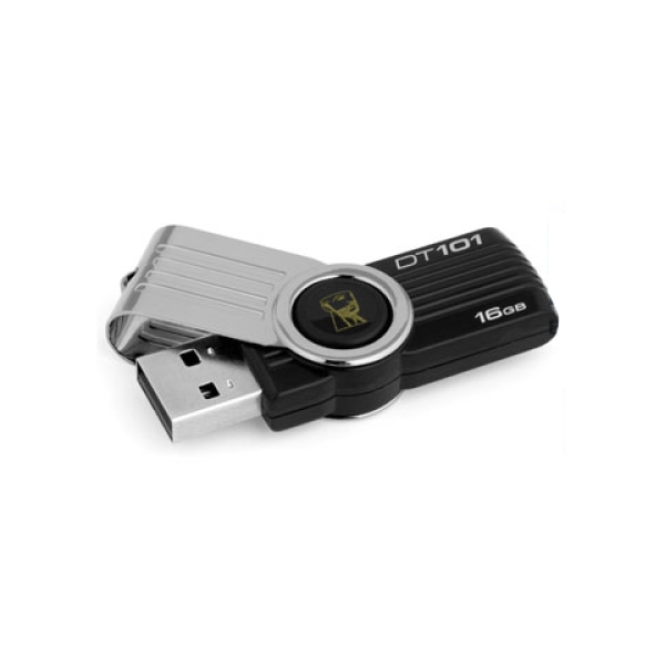 Флэш-накопитель USB2.0  16GB Kingston Data Traveler DT101G2/16GB, черный-серебристый