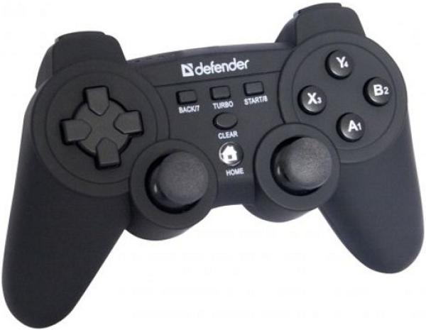 Игровой манипулятор GamePad для PC Defender Game Racer X7, USB, вибрация, 8 позиций, 13 кнопок, 2 аналоговых джойстиков, 2 триггера, черный