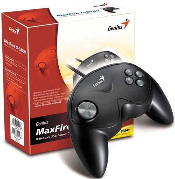 Игровой манипулятор GamePad для PC Genius MaxFire G-08XU, USB, 8 позиций, 8 кнопок, 4 триггера, программируемый, черный