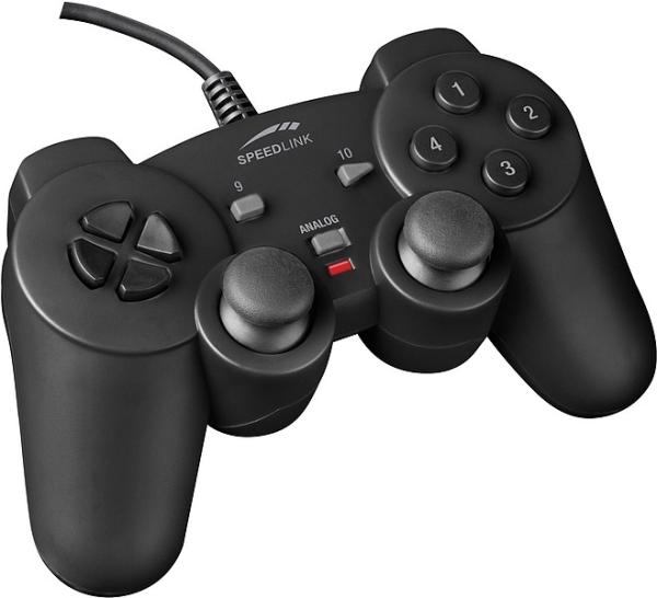 Игровой манипулятор GamePad для PC Speed-Link SL-6535-SBK-01 Strike, USB, вибрация, 4 позиции, 7 кнопок, 2 аналоговых джойстика, 4 триггера, черный
