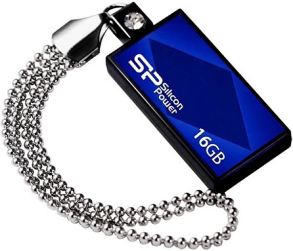 Флэш-накопитель USB2.0  16GB Silicon Power Touch 810 SP016GBUF2810V1B, брызгозащищенный, пылезащищенный, водонепроницаемый, синий, стильный дизайн