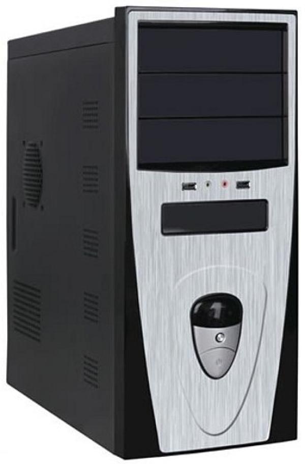 Корпус ATX MidiTower Codegen ATX-3345-A2, 500Вт, P4 20+4pin, 3*5.25"+1(8)*3.5, Audio/2*USB2.0, без вентиляторов (3 места), черный-серебристый