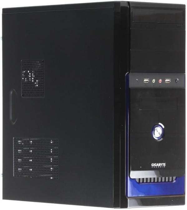 Корпус ATX MidiTower Gigabyte GZ-F1, без БП, 3*5.25"+1(5)*3.5", Audio/2*USB2.0, 1(1) вент., CAG1.1, черный-синий