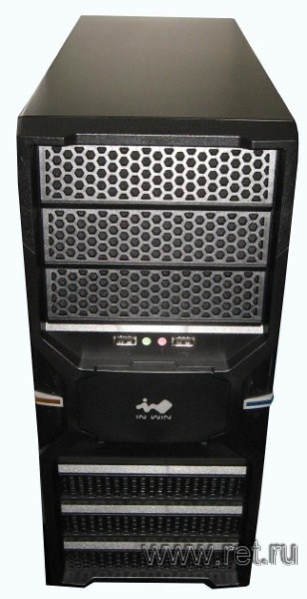 Корпус ATX MidiTower Inwin EС036, 450Вт, P4 20+4pin, 4*5.25"+0(6)*3.5", Audio/2*USB2.0, без вентиляторов (2 места), черный