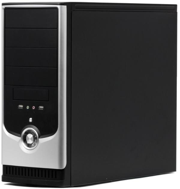 Корпус ATX MidiTower JNC 323, 500Вт, 4*5.25"+1(1)*3.5", Audio/2*USB2.0, без вентиляторов (1 место), черный-серебристый