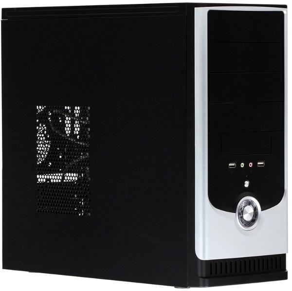 Корпус ATX MidiTower JNC 323, 550Вт, 4*5.25"+1(6)*3.5", Audio/2*USB2.0, без вентиляторов (1 место), черный-серебристый