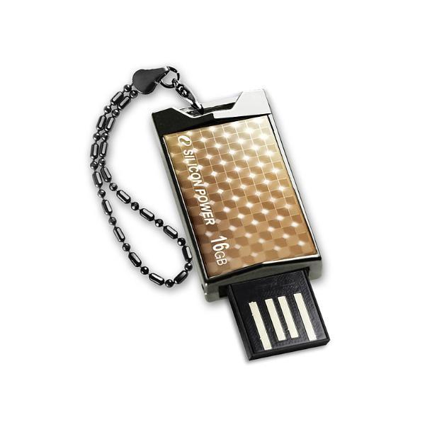 Флэш-накопитель USB2.0  16GB Silicon Power Touch 851 SP16GBUF2851V1G, брызгозащищенный, пылезащищенный, противоударный, золотистый, стильный дизайн