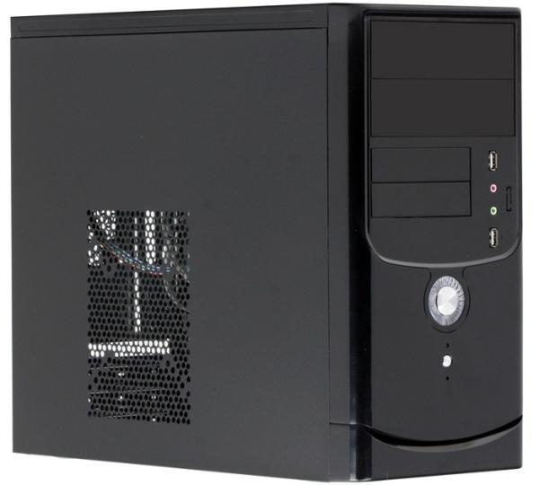 Корпус mATX MiniTower JNC N1803, 400Вт, P4 20+4pin, 2*5.25"+2(2)*3.5", Audio/2*USB2.0, без вентиляторов (2 места), черный