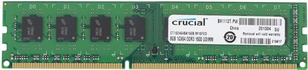 Оперативная память DIMM DDR3  8GB, 1600МГц (PC12800) Crucial CT102464BA160B, retail