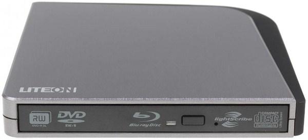Привод Blu-Ray/DVD-RW внешний тонкий LiteOn eSEU206, USB2.0, BD 6, DVD-Dual 4/4/4, DVD 8/8/6/8/8, DVD-RAM 5, CD 24/24, LightScribe,  без БП, черный