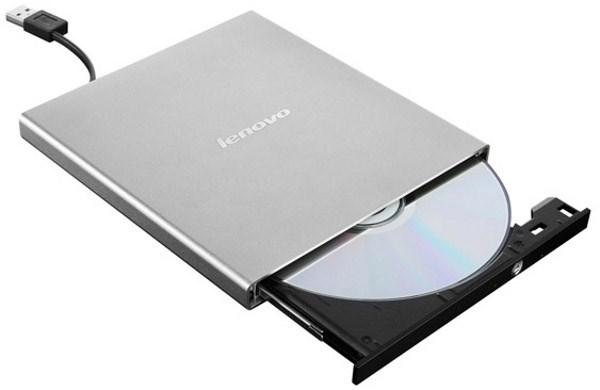 Привод DVD-RW внешний тонкий Lenovo DB80 (888013417),  USB2.0, DVD-Dual 8/8, DVD 8/8/8/8/8, DVD-RAM 5, CD 24/24/24, без БП, черный-серебристый