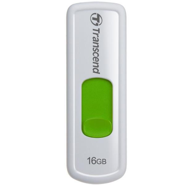 Флэш-накопитель USB2.0  16GB Transcend JetFlash 530 TS16GJF530, 15/7МБ/сек, белый-зеленый