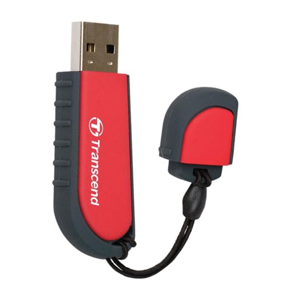 Флэш-накопитель USB2.0  16GB Transcend JetFlash V70 TS16GJFV70, прорезиненный, брызгозащищенный, пылезащищенный, противоударный, красный