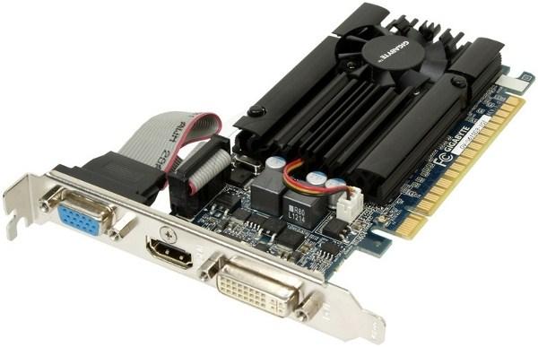Видеокарта PCI-E Gf GT610 Gigabyte GV-N610D3-1GI, 1GB GDDR3 64bit 810/1333МГц, PCI-E2.0, HDCP, DVI/HDMI/VGA, Low profile, 29Вт