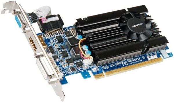 Видеокарта PCI-E Gf GT610 Gigabyte GV-N610D3-2GI, 2GB GDDR3 64bit 810/1333МГц, PCI-E2.0, HDCP, DVI/HDMI/VGA, Low profile