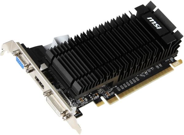 Видеокарта PCI-E Gf GT610 MSI N610-1GD3H/LPV1, 1GB GDDR3 64bit 810/1334МГц, PCI-E2.0, HDCP, DVI/HDMI/VGA, без вентилятора, 29Вт