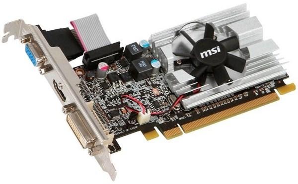 Видеокарта PCI-E Gf GT620 MSI N620GT-MD1GD3/LP, 1GB GDDR3 64bit 700/1333МГц, PCI-E2.0, HDCP, DVI/HDMI/VGA, Low profile