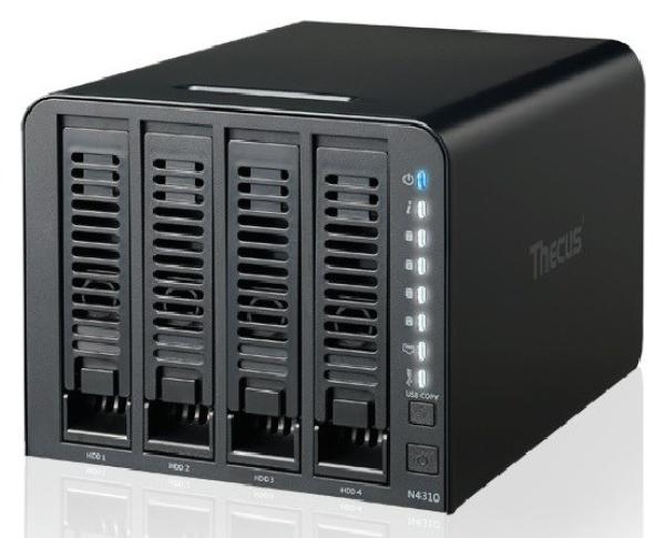Сетевое устройство хранения данных Thecus N4310, 4*3.5" НЖМД SATA до 24TB RAID, LAN1Gb, 2*USB3.0, AMCC APM86491RDK 1ГГц, 1GB, сервер iSCSI/ADS/FTP/Torrent/UPnP, Windows/Mac