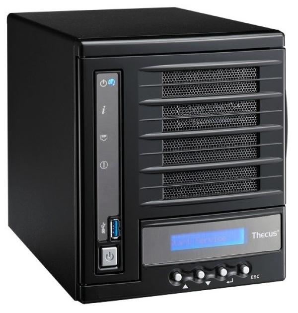 Сетевое устройство хранения данных Thecus N4560, 4*3.5" НЖМД SATA до 24TB RAID, LAN1Gb, 2*USB3.0, Intel Atom CE5335 1.6ГГц, 2GB, сервер iSCSI/ADS/FTP/Torrent/UPnP, Windows/Mac