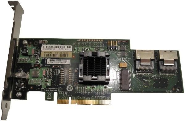 Контроллер SATA/SAS LSI Logic SAS3082E-R, PCI-E2.0x8, 2*SFF8087, 8*SAS 3Gb/s, RAID 0 1 10, JBOD, low profile, без кабелей
