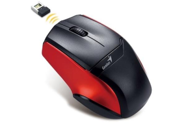 Мышь беспроводная оптическая Genius NS-6015, USB, 3 кнопки, колесо, FM, 1000dpi, 1*AA, для ноутбука, черный-красный