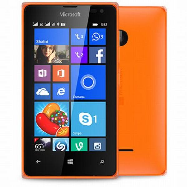Смартфон 2*sim Microsoft Lumia 532, 4*1.2ГГц, 8GB, 4" 800*480, SD-micro, GSM/3G, GPS, BT, WiFi, G-sensor, 2 камеры 5/0.3Мпикс, W8.1, 118.9*65.5*11.6мм 136г, оранжевый