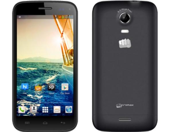 Смартфон 2*sim Micromax A200 Canvas Turbo Mini, 4*1.3ГГц, 8GB, 4.7" 1280*720, SD-micro, GSM/3G, GPS, BT, WiFi, G-sensor, радио, 2 камеры 8/5Мпикс, Android 4.2, 67.5*137.5*7.8мм, 110г, черный