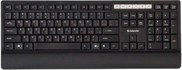 Клавиатура Defender Episode 950, USB, Multimedia 6 кнопок, подставка для запястий, Slim, компактная, черный