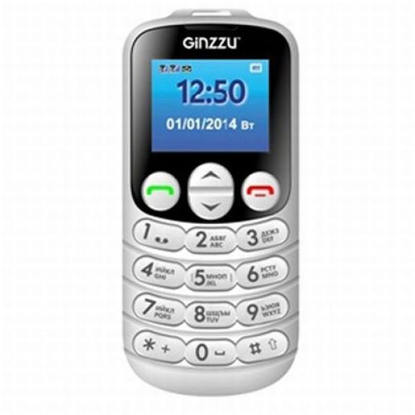 Мобильный телефон 2*SIM Ginzzu R32 Dual, GSM850/900/1800/1900, 1.8" 160*128, 64MB, SDHC-micro, MP3 плеер, FM радио, большие клавиши, кнопка SOS, 52*115*14мм 78г, белый