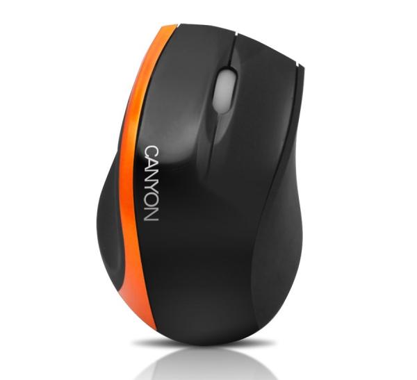 Мышь оптическая Canyon CNR-MSO01NO, USB, 3 кнопки, колесо, 800dpi, черный-оранжевый