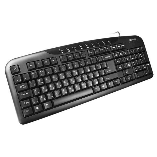 Клавиатура Canyon CNE-CKEY2-RU, USB, Multimedia 9 кнопок, черный