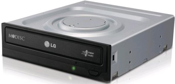 Привод DVD-RW LG GH24NSC0, SATA, DVD-Dual 8/8/12, DVD 24/24/6/8/24, DVD-RAM 5, CD 48/24/48, 1.5MB, черный