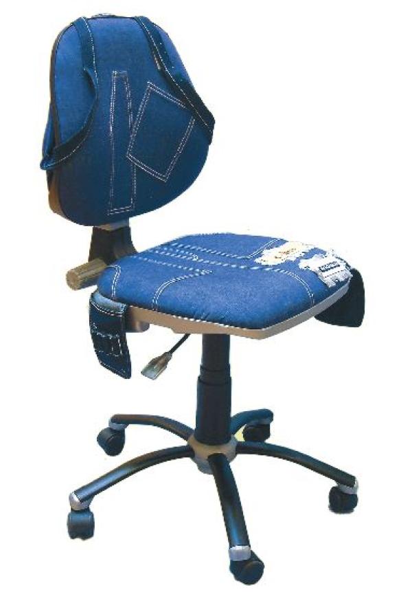 Кресло AMF Джинс, синий, акрил, без подлокотников, регулировка глубины сиденья, регулировка высоты спинки, крестовина пластик, регулировка высоты- газлифт, до 90кг