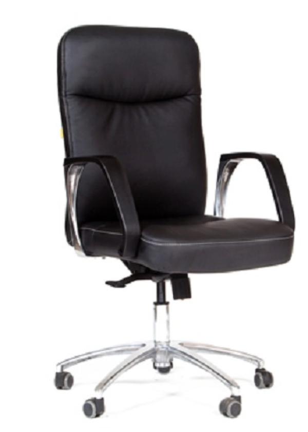 Кресло Chairman CH 465, черный, экокожа премиум, механизм качания TMF, закругленные подлокотники, крестовина - хром, регулировка высоты сиденья - газлифт, до 120кг