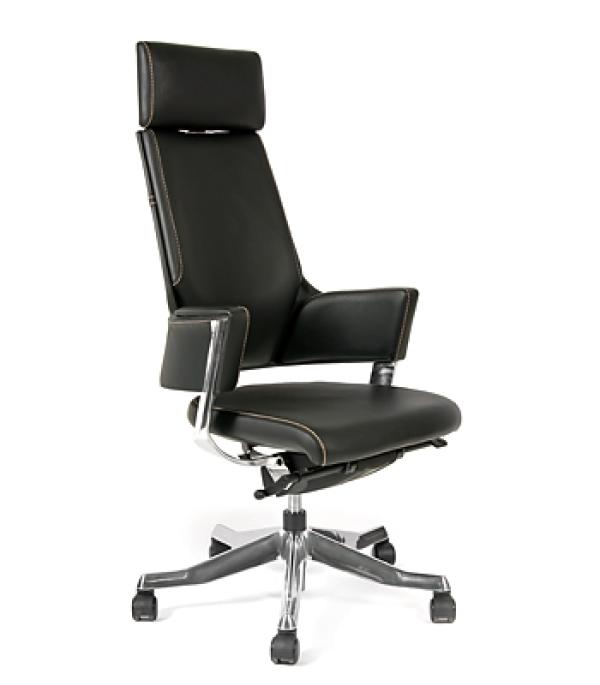 Кресло Chairman CH 260, черный, кожа COW, механизм качания SIN, подлокотники, крестовина-хром, регулировка высоты сиденья - газлифт, до 120кг