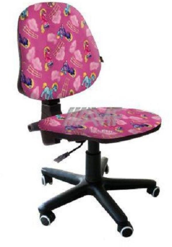 Кресло AMF Актив Пони, розовый с рисунком, акрил, без подлокотников, крестовина-пластик, регулировка высоты сиденья-газлифт, до 80кг