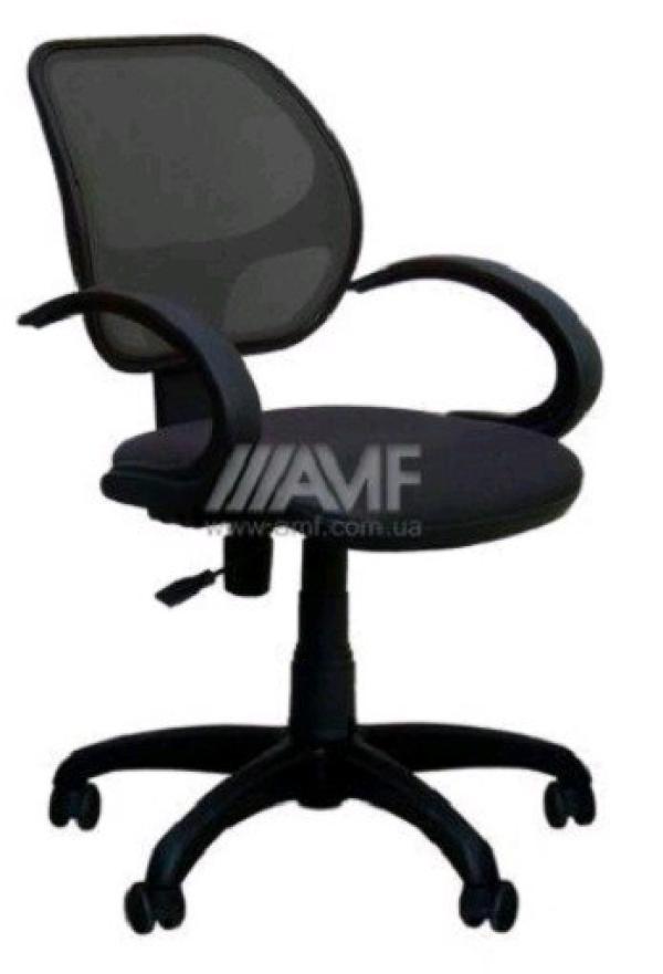 Кресло AMF Байт/АМФ-5, черный, акрил, ткань-сетка, механизм качания TG, эргономичное, закругленные подлокотники, крестовина-пластик, регулировка высоты сиденья-газлифт, до 90кг