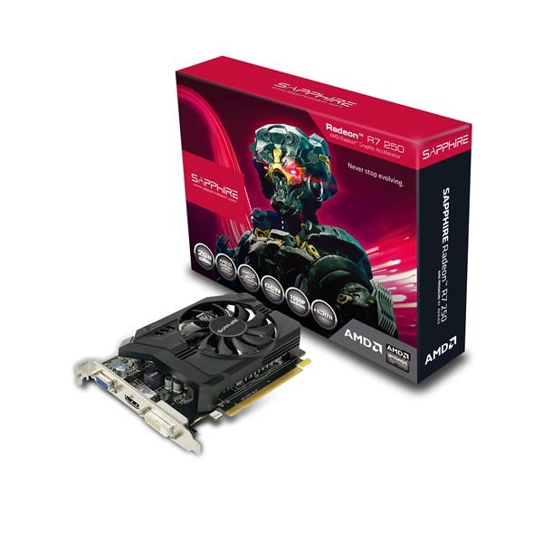 Видеокарта PCI-E Radeon R7 250 Sapphire, 2GB GDDR5 128bit 1050/4600МГц, PCI-E3.0, HDCP, DVI/HDMI/VGA, CrossFireX, 11215-14